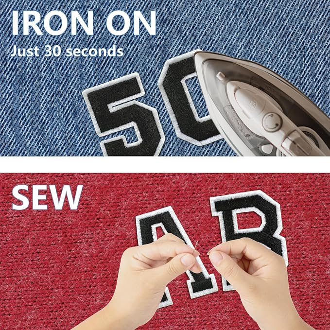 Letter and Number Iron On Patches, A-Z Alphabet and Numbers 0-9 Embroidery - Image 4