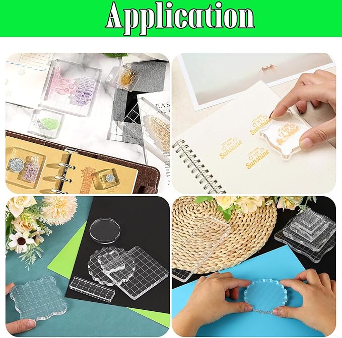 7Pcs Square-Shaped Clear Acrylic Stamp Blocks Set, Acrylic Stamping Blocks - Image 5