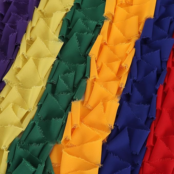 TONIFUL 6 Rolls Rainbow Set Chiffon Ribbon 1 1/2 Inch 5 Yards Fabric Silk - Image 3