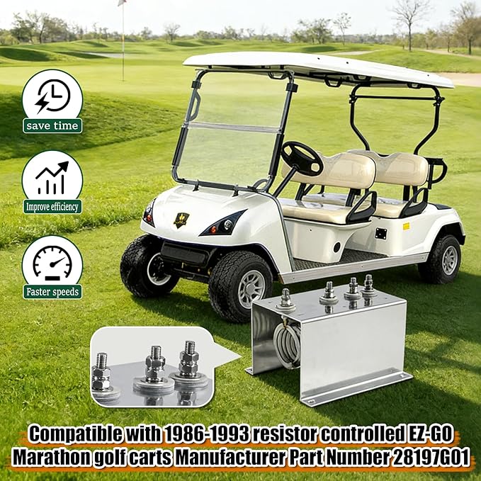 Golf Cart IPC Power Resistor Assembly - Upgrade Replacement for 28197G01,Compatible with 1986-1993 EZ-GO Marathon Golf Carts,0.3Ω Edge Resistor for Resistor Style Speed Controllers
