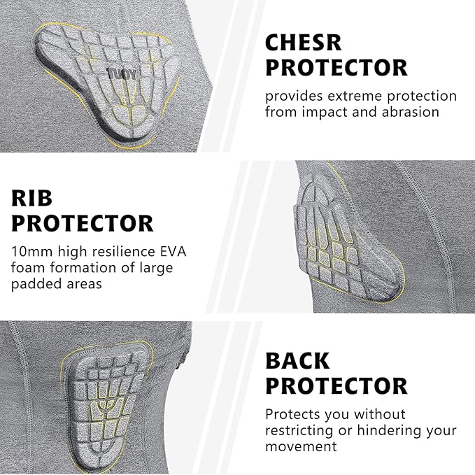 Youth Padded Compression Shirt Vest Rib Chest Protector Football Baseball