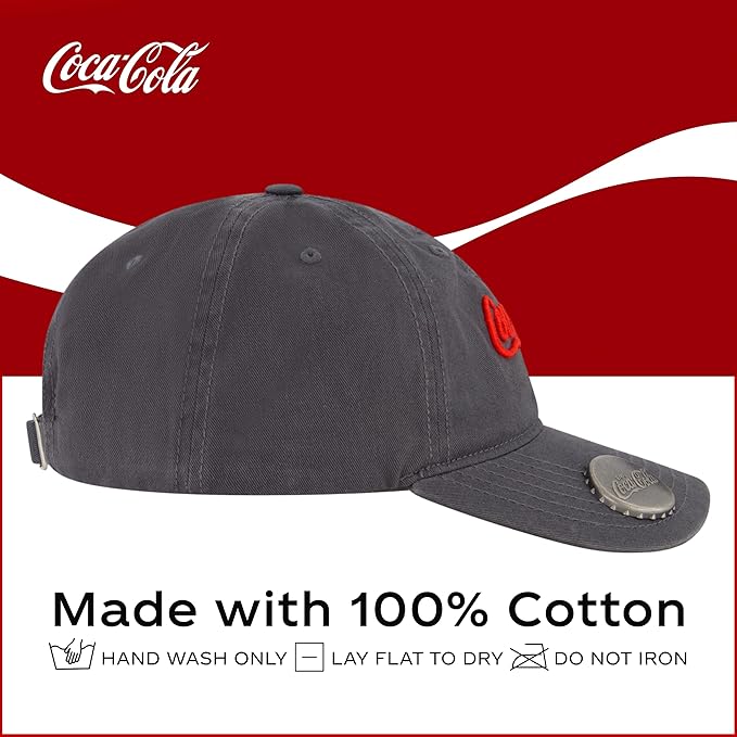 Coca Cola Hat, Adjustable Baseball Cap with Curved Brim, One Size