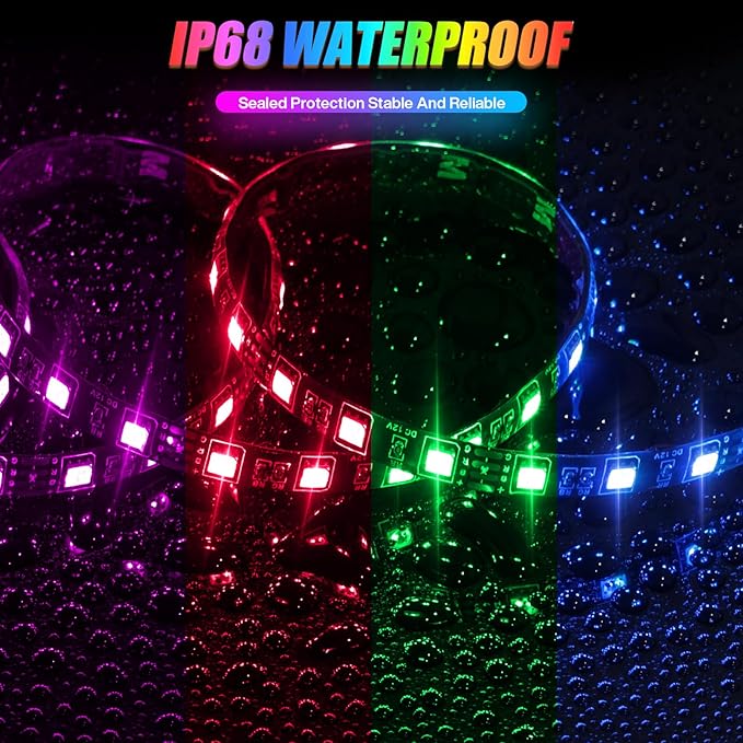 Golf Cart LED Underglow Light Kit, Golf Cart RGB Underbody Light Strip with APP&Remote Control, Multi-Mode, Music Sync, IP68 Waterproof, 9-16V Golf Carts Lighting Strip for Club Car EZGO YAMAHA
