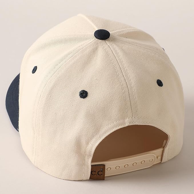 MIRMARU Two-Tone Vintage Canvas Trucker Hats for Men & Women, Adjustable Size Baseball Caps with Trendy Embroidered Design