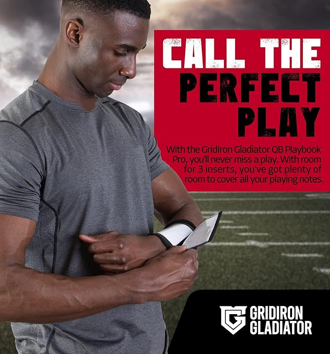Gridiron Gladiator Wrist Playbook - Play Wristbands for Youth & Adults - Wrist Coach Arm Bands - QB Wristband - Softball Wristbands for Signs