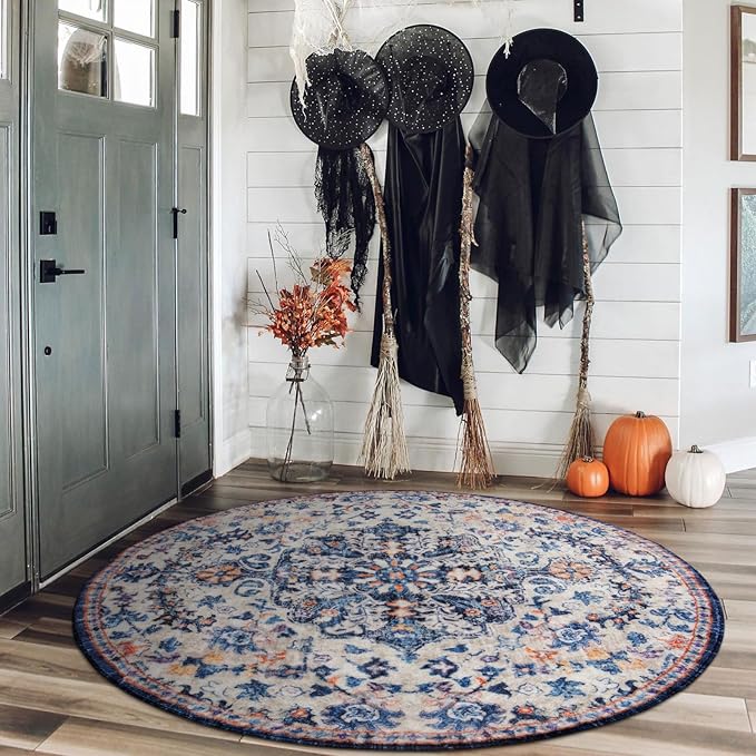 Lahome Round Rug 4ft, Washable Bathroom Rug Non Slip Entryway Circle Mat - Image 5