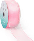 CT CRAFT LLC Sheer Organza Wired Ribbon 2.5" x 50Yards Pink by CTCRAFTLLC