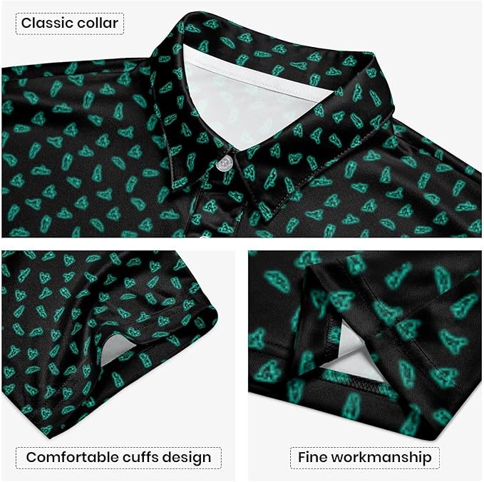 Golf Polo Shirts for Men Funny Print Short Sleeve Golf Shirts Performance Golf Polos