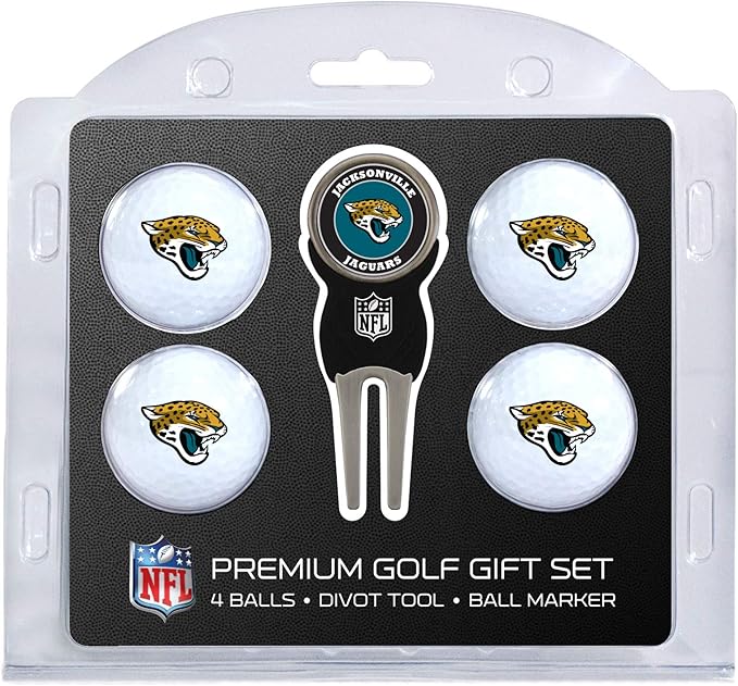 Team Golf NFL Regulation Size Golf Balls (4 Count) & Divot Tool with Removable Double-Sided Magnetic Marker