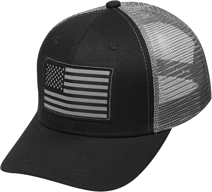 American Flag Trucker Hat, Patriotic Baseball Cap for Men & Women, Breathable Mesh Adjustable Snapback, USA Flag Patch