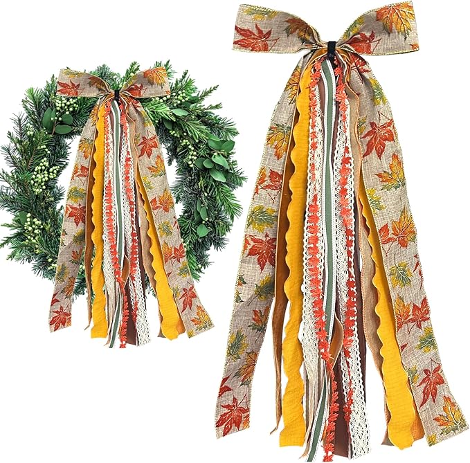 Large Fall Ribbon Bow for Wreath by Unknown