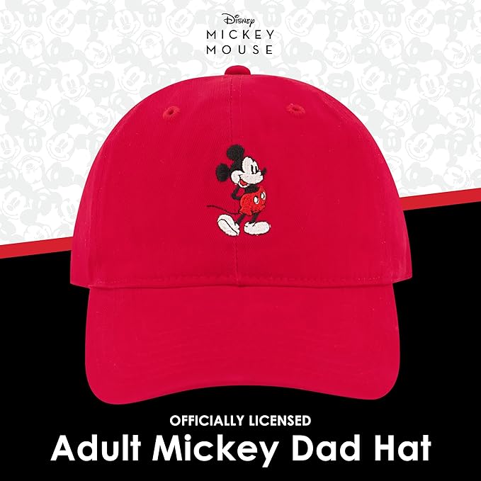 Disney Mickey Mouse Embroidered Cotton Adjustable Dad Hat with Curved Brim