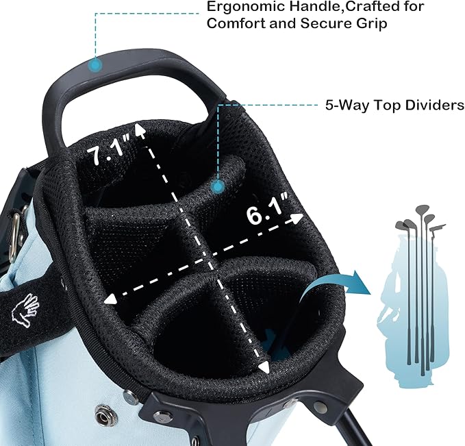 KVV Junior Golf Bag, Lightweight Golf Stand Bag for Young Players for Ages 4-6,6-8,9-12, 12 and Up