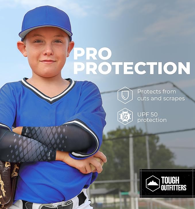 Tough Outdoors Baseball Arm Sleeve Youth & Adults - Compression Arm Sleeves for Kids Boys & Girls Men & Women - Football