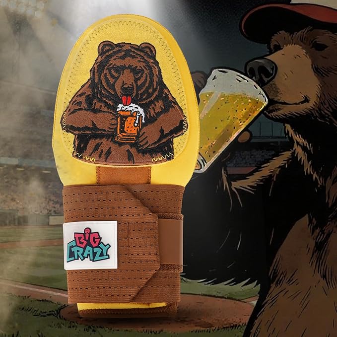 Big Crazy Baseball Sliding Mitt Youth and Adult, Drippy Drip Accessory, Flexible Breathable Durable, Funny Design Beer Bear Ice Cream Cow