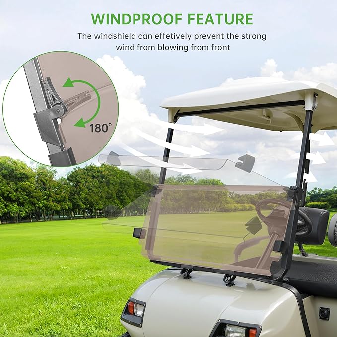 10L0L Golf Cart Windshield for Yamaha G22 (2003-2006) Models Gas or Electric Golf Cart (Clear/Tinted)