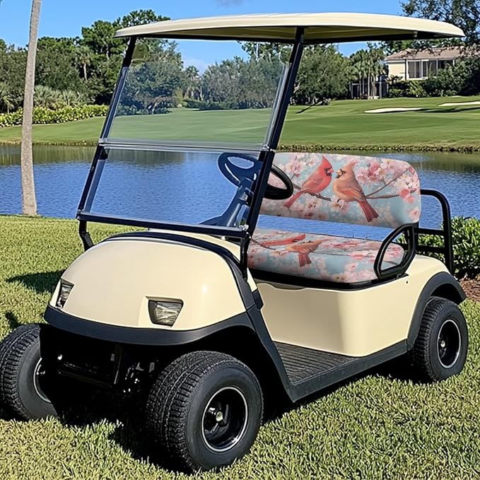 Suobstales Golf Cart Front and Rear Seat Cover Set for EZGO TXT RXV & Club Car DS 2 Passenger, Washable Bench Seat Covers Kit