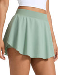 CRZ YOGA Lightweight Drapey Side Slit Tennis Skirts for Women - High Waisted Mini Flowy Lined Golf Skort with Pockets