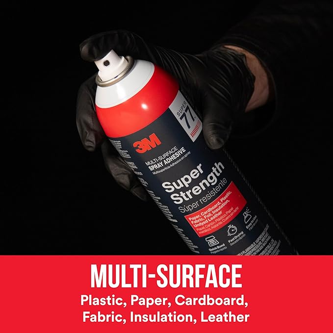 3M Super 77 Multi-Surface Spray Adhesive, 7.35 oz., Low VOC, Quick Bond - Image 9