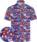 HUURAY Funny Golf Polos for Men Funny Print Short Sleeve Shirts Quick Dry Polo Shirts Hawaiian Shirt Performance Golf Outfits