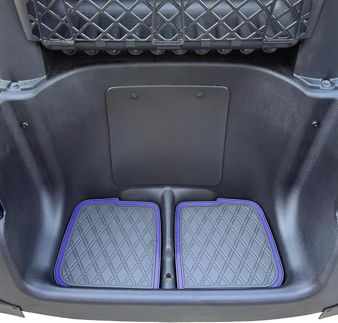 Xtreme MATS Rubber Bag Well Mat Compatible with Club Car Precedent, Onward, Tempo and Atlas Golf Carts (Blue Trim)