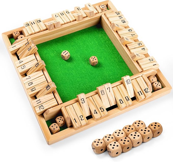 ropoda Shut The Box Game, Upgraded 12 Numbers Wooden Board Games by ROPODA