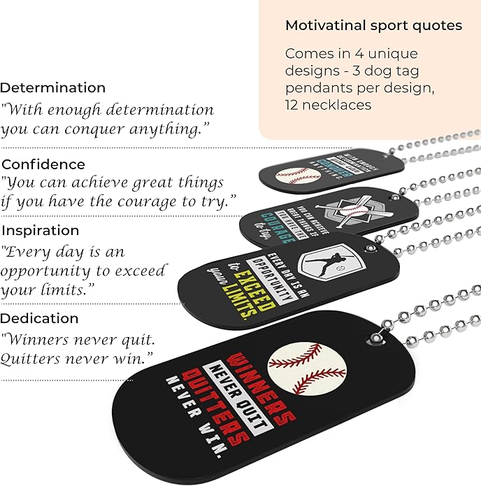 Inkstone Baseball Dogtag Necklaces | Motivational Be The Game Changer | 12 Pack | Encouraging Gift for Students, Teams, Players, and Employee baseball necklace Party Favors Gifts for Team Softball Gifts