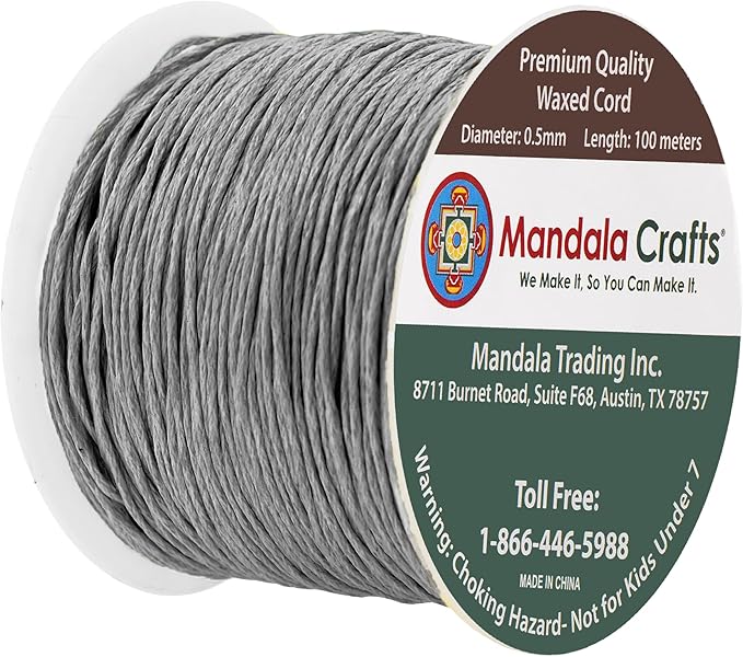Mandala Crafts 0.5mm 109 Yards Gray Cotton Waxed Cord - Image 2