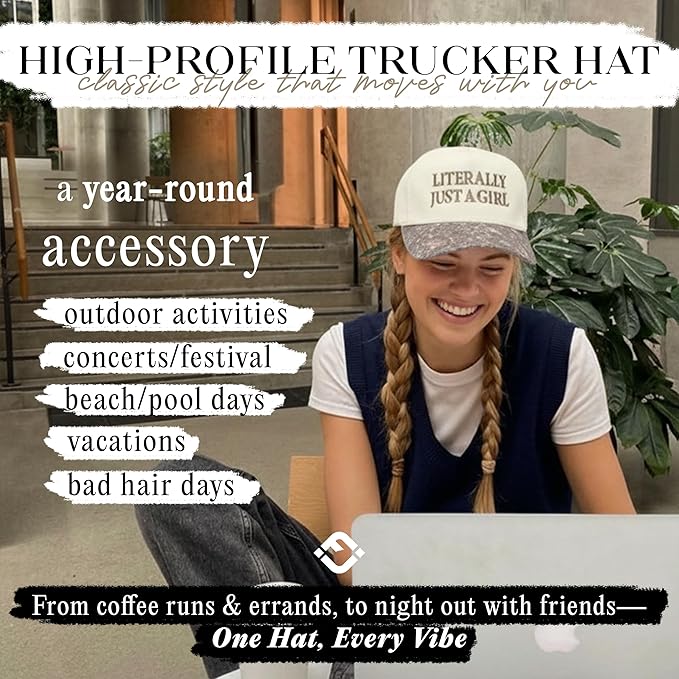 Funky Junque Trucker Hat Women Men 2-Tone Baseball Cap – Vintage Western Style Embroidered Snapback, Premium Cotton Blend
