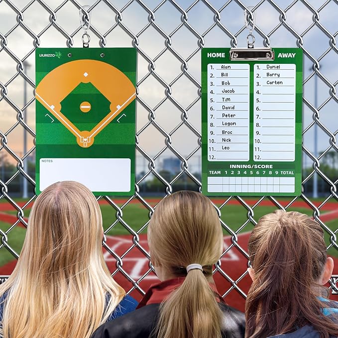 Baseball Dry Erase Coaches Clipboard, Baseball Dry Erase Coaching Board Double-Sided Baseball White Board for Coaches Writable and Erasable Baseball Clipboard Dry Erase Baseball Lineup Board