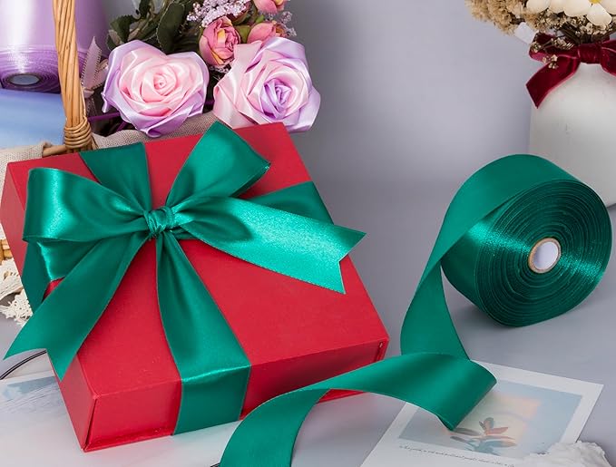 1 1/2 Inch Teal Solid Satin Ribbon, 50 Yards Craft Fabric Ribbon - Image 5
