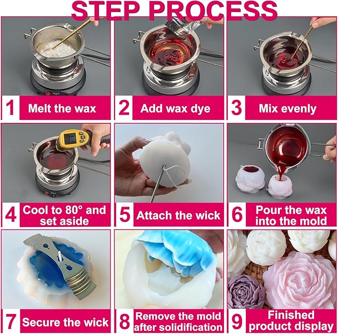 6PCS Flower Silicone Molds Set, 3D Rose Flower Silicone Fondant Mold Valentine - Image 3