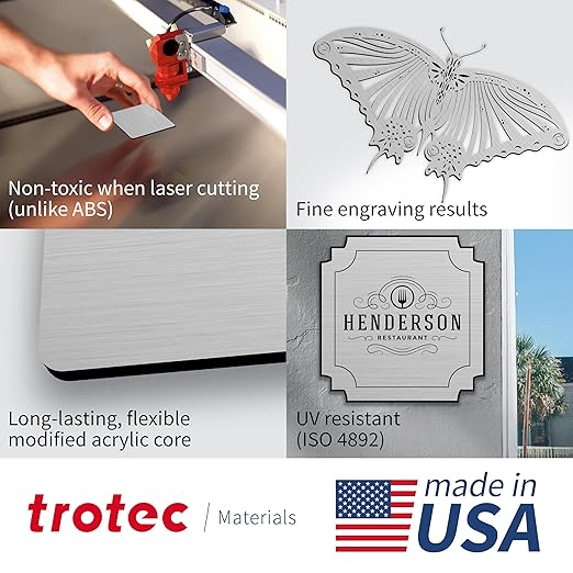 Trotec | Metallic Looking Acrylic Sheet | 12"x12"x1/32, Name Plate | USA Made - Image 3