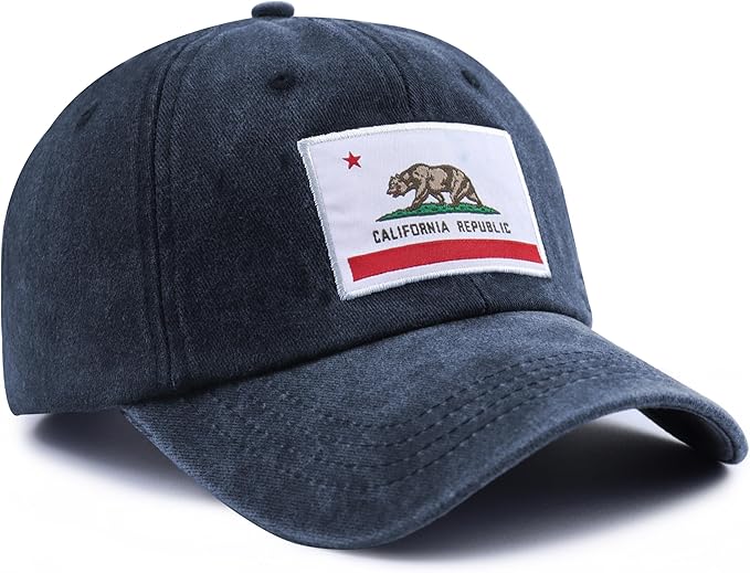 California State Flag Hats for Women Men, Adjustable Cotton California Bear Baseball Cap