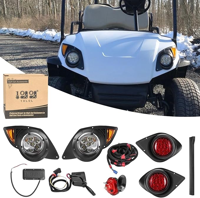 10L0L Golf Cart Light Kit for Yamaha G29 Drive 2007-up, Headlights Taillights Turn Signals Hazard Brake Lights Horn