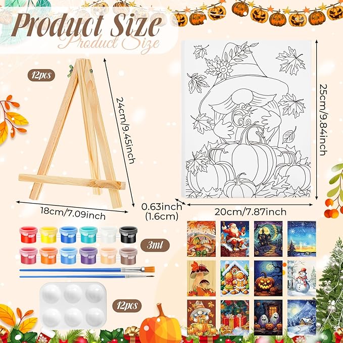 Zhanmai 12 Pack Pre Drawn Canvas - Image 2