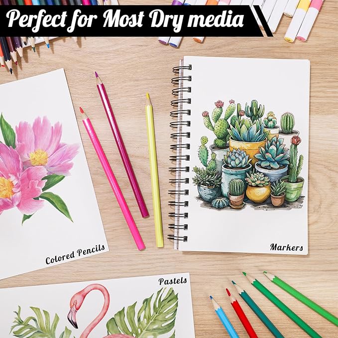 4 Pack Mixed Media Sketchbook, 5.5x8.5 inches Drawing Paper Sketch Book - Image 5