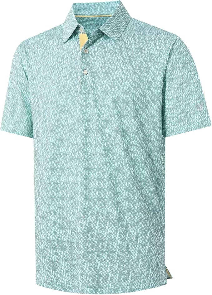 M MAELREG Mens Golf Shirt Short Sleeve Dry Fit Print Moisture Wicking Performance Patterns Collared Polo Shirt