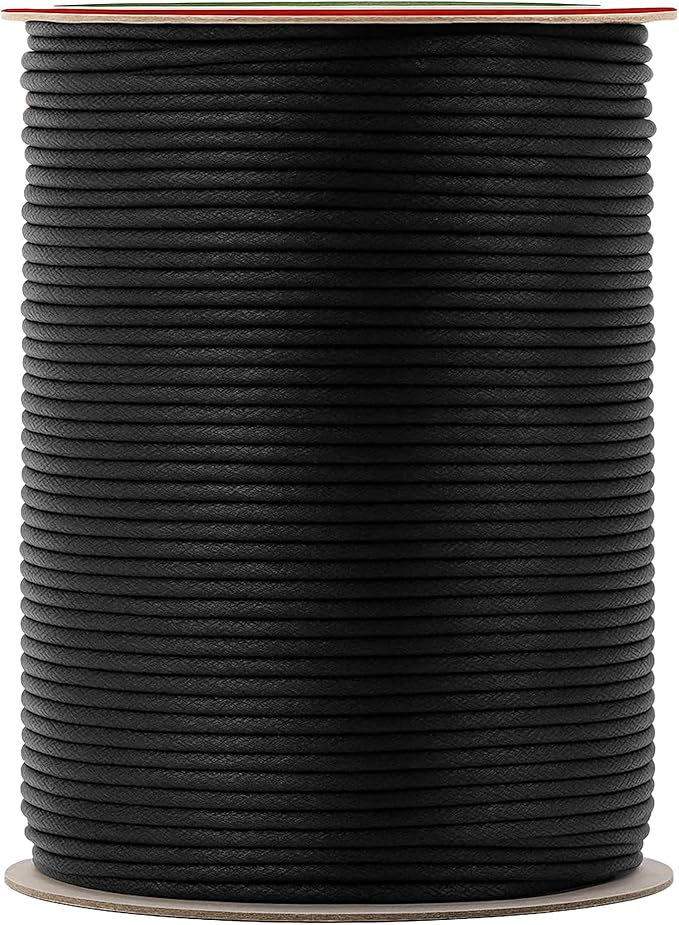 Mandala Crafts 2mm 109 Yards Black Cotton Waxed Cord by MandalaCrafts