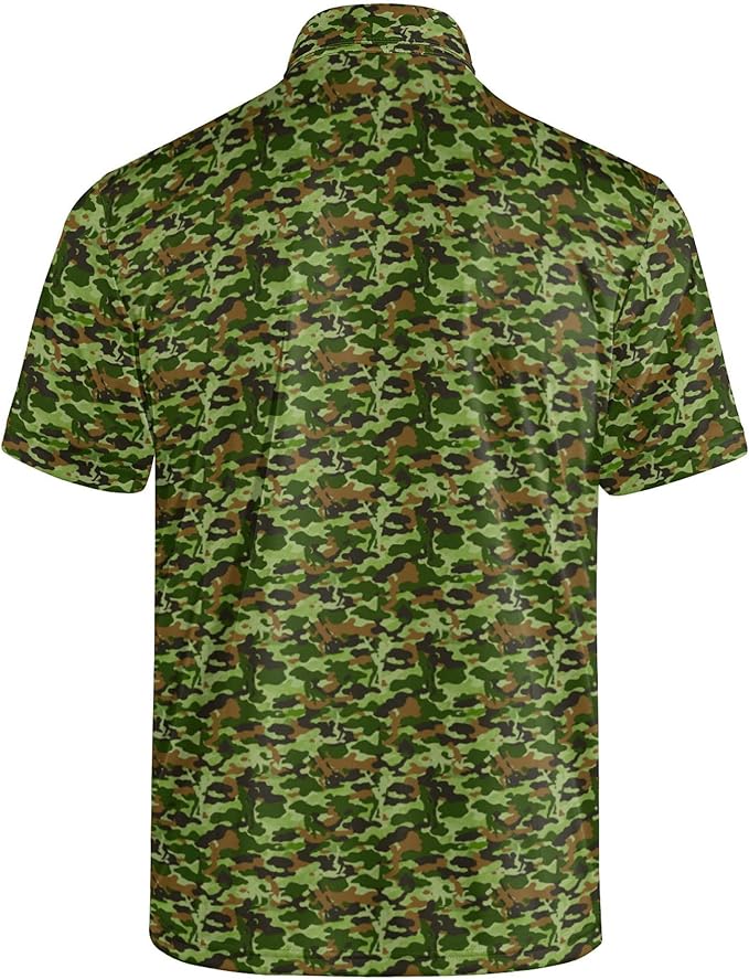 Golf Polo Shirts for Men Funny Print Short Sleeve Golf Shirts Performance Golf Polos