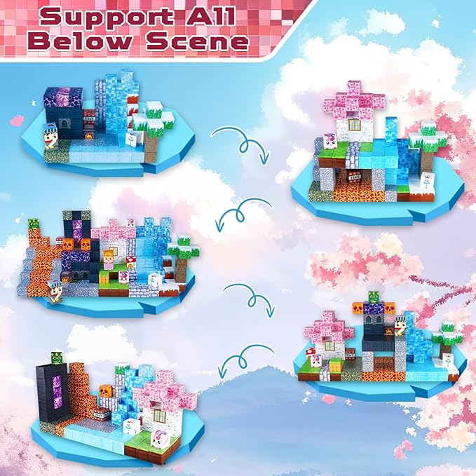 Magnetic Blocks-150PCS Magnetic Building Blocks Magnet Cubes Stacking Dark - Image 3