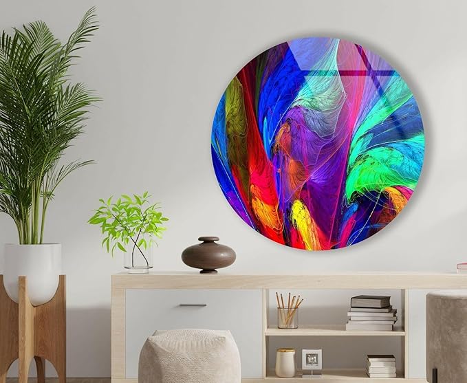 My Photostation.com 20'' Diameter Neon Colors Abstract Round Glass Wall Art - Image 4