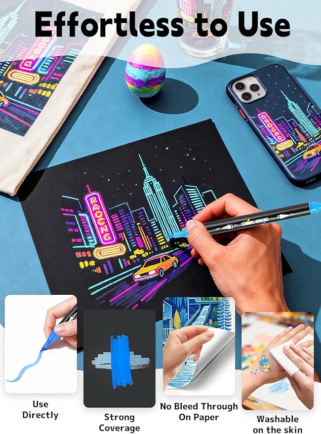 30 Colors Acrylic Paint Pens, Dual Tip Acrylic Paint Markers - Image 5