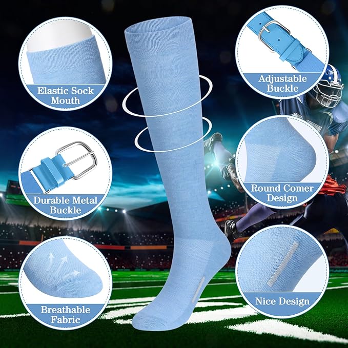 Haysandy Baseball or Softball Sock and Belt Combo Set 3 Football Baseball Socks with Softball Belt for Youth Boys Kids