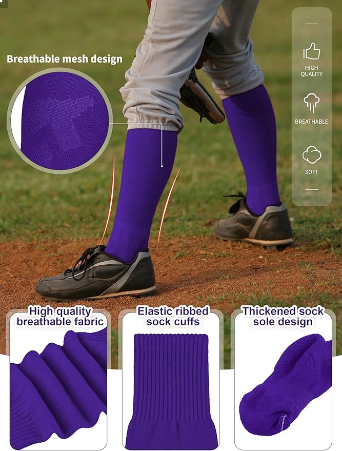 Baseball Socks and Belt Combo Set Cotton Boys Adjustable Baseball Softball Socks and Belt for Boys Girls