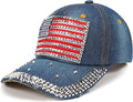 American Flag Hats Love Breast Cancer Adjustable Rhinestone Baseball Cap USA Patriotic Embroidered Baseball Trucker Hat