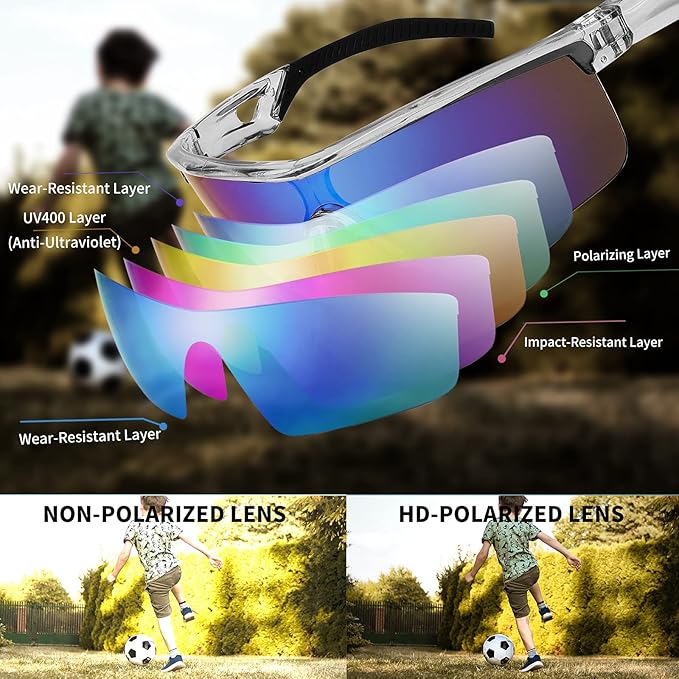 FEISEDY Kids Teens Baseball Polarized Sunglasses Sports TR90 Frame Boys Girls Cycling B2454