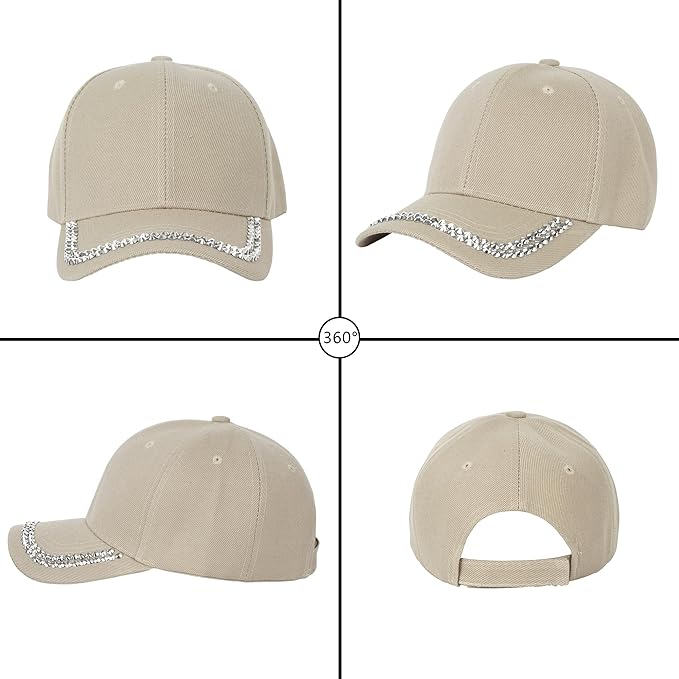 Hoce Fashion Rhinestone Denim Baseball Cap Studded Bling Hat for Women