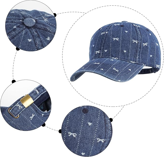 Hoce Fashion Rhinestone Denim Baseball Cap Studded Bling Hat for Women