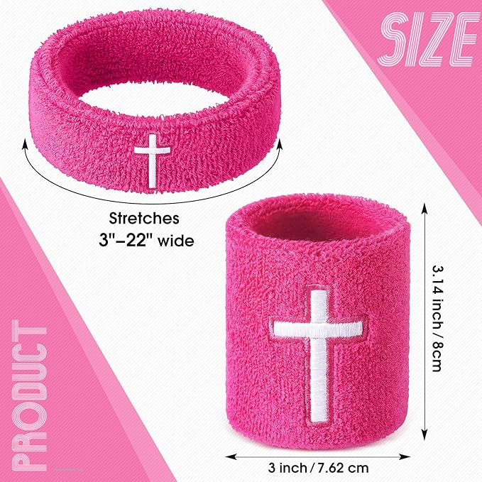 Soulchen 4 pcs Cross Bicep Bands Wrist Bands Christian Arm Sweat Wristbands Absorbent Armband for Men Women Football Baseball Players Sports Activities Supplies